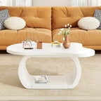 Modern Cloud Coffee Table with 1.5 Thick Tabletop,Cream Style Irregular End Table with Curved Legs,Unique Design Accent Table