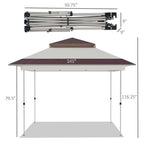Outsunny 12 x 12 Pop Up Canopy Sun Shade Instant Tent Folding with Mesh Sidewall Netting, 3-Level Adjustable Height