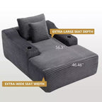 67 Chaise Lounge Chair, Indoor Sleeper Sofa Bed with 2 Pillows, Boneless Single Sofa Couch for Living Room, No Assembly Required