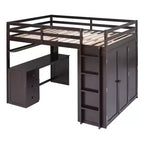 CLIHOME Full size Loft Bed with 3 Storage Drawers, Desk and Wardrobe