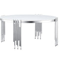 Round Tempered Glass Coffee Table with 3 Tiers 360 Degrees Rotating Top