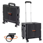 Foldable Utility Cart, 110 lbs Load Capacity, Folding Portable Rolling Crate Handcart with Heavy Duty Telescoping Handle and 4 Rotate Wheels