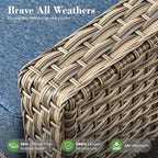 HOMLUX 6 PCS Patio Wicker Conversation Set 3-Seat Sofa with Cushion, Rattan Chairs, Ottomans, Coffee Table