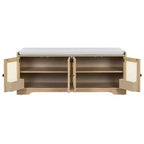 Whisen Rustic Wood Storage Bench, Entryway Shoe Bench with Removable Cushion, Adjustable Shelves