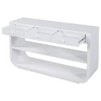 ModernLuxe Curved Console Table Entryway Table Sofa Side Table Display Stand Accent Table with 3 Soft-Close Drawers & 2 Open Shelves
