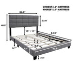 Queen Size Adjustable Upholstered Bed Frame Stylish Durable And Dirt-resistant, No Need For Bulky Innerspring Mattresses