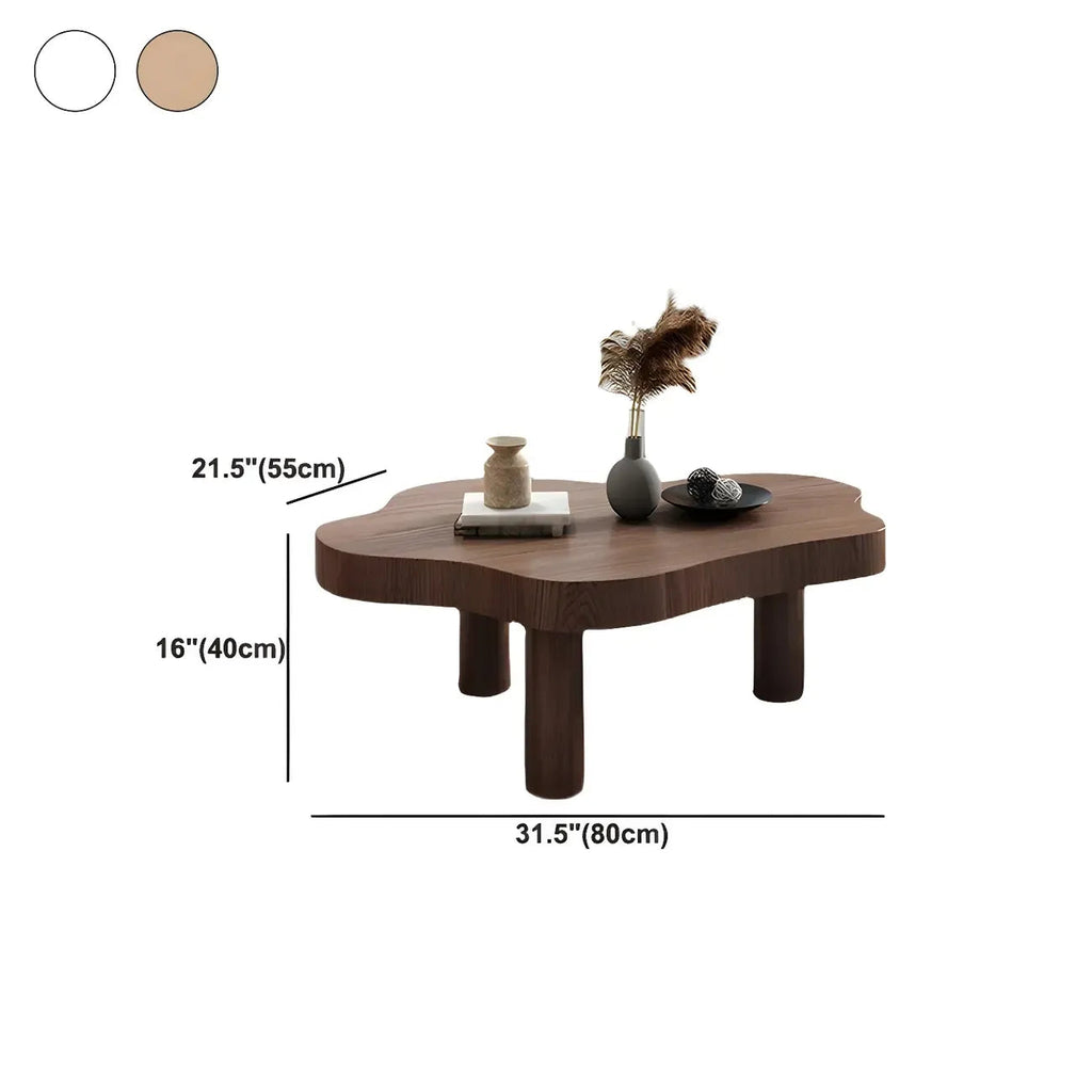Natural Cloud-Shaped Pine Coffee Table with 3 Legs