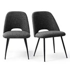 Set of 4 Modern Upholstered Dining Chairs, Armless Dining Room Chairs with Black Metal Legs, Comfortable Kitchen & Dining Side Chairs-Panipeachy
