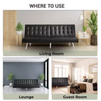 Tufted Split Back Futon Sofa Bed, Convertible Sofa bed with Chrome Legs