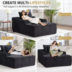 67 Chaise Lounge Chair, Indoor Sleeper Sofa Bed with 2 Pillows, Boneless Single Sofa Couch for Living Room, No Assembly Required