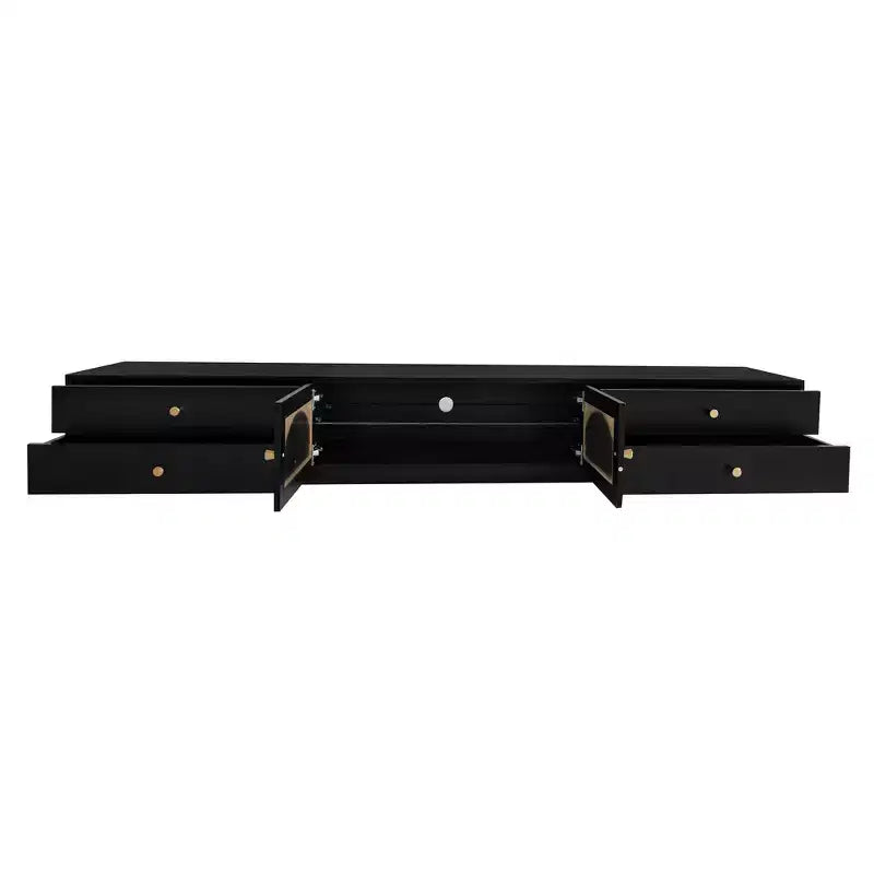 TV Stand for 95 TV, Extra Long Media Console with 2 Doors & 4 Drawers, Large TV Storage Cabinet Entertainment Center with Fluted Glass Doors