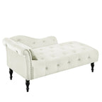 Modern 60.6  Velvet Upholstered Buttons Tufted Chaise Lounge Chair with Solid Wood Legs and Nailheads