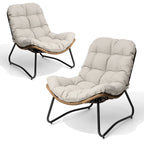 Papasan PE Rattan Chair with Cushion For Indoor Outdoor