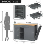 Moasis 53-inch Rolling Kitchen Island Storage Cabinet Portable Mobile Kitchen Cart