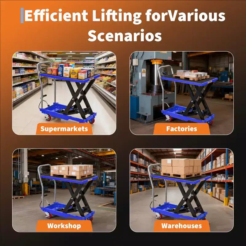 Hydraulic Lift Table Cart,330lbs Capacity 50 Lifting Height , Non-Slip Pad, 4 Wheels & Reflective Strips,for Material Handling & Transportation