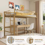 Loft Bed Twin Size with Removable Ladder & Full Safety Guardrail, Twin Loft Bed Heavy-Duty Metal Frame 400 Lbs Weight Capacity, Space Saving