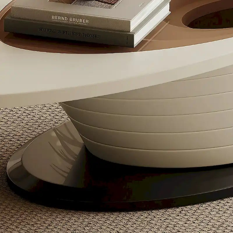 Light Luxury Modern Minimalist Oval Glass Tabletop Coffee Table Gray Base 51 in. - L 51.18W 25.59H 14.37