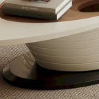 Light Luxury Modern Minimalist Oval Glass Tabletop Coffee Table Gray Base 51 in. - L 51.18W 25.59H 14.37