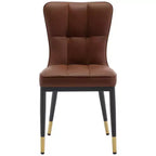 Bekrvio Dining Room Chairs Set of 6, Modern Upholstered Faux Leather Seat with High Back, Metal Legs, Armless Kitchen Chairs for Living Dinning Room