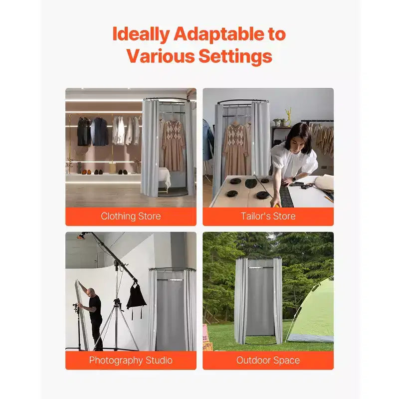 VEVOR Fitting Room, Dressing Room with Thick Polyester Curtains, Privacy Space with Shading Curtain and a Hook, 39 x 37 x 79 in, Gray