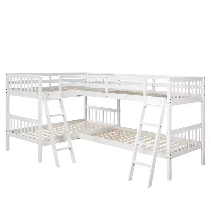 Whisen Twin-Over-Twin L-Shaped Bunk Bed with Ladder