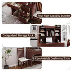 Okak Modern Home Office Wooden Computer Desk with Desktop/Chair & Bookshelf,Teens Student Storage Writing Desk for Study,Office