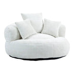 Oversized Round Accent Chair with High Wraparound Back, Chenille Upholstery & 3 Cushions