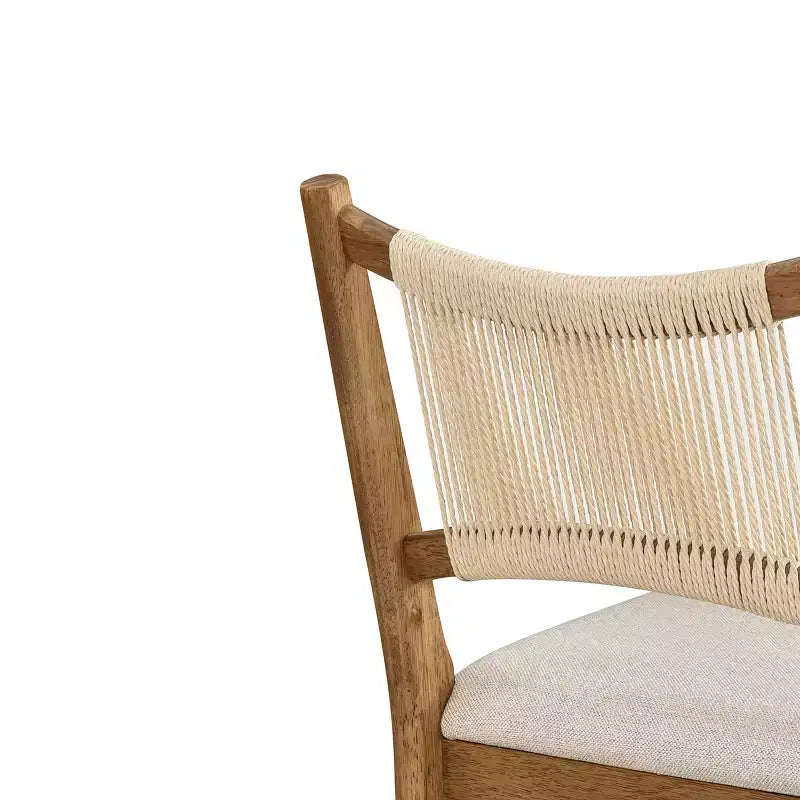 Christopher Knight Home Natalie Modern Rubberwood Upholstered Counter Stools with Woven Rope Backrest (Set of 4)