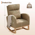 Modern Soft Rocking Chair with Pillow & Side Pockets, for Living Room, Bedroom