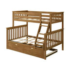 Max & Lily Solid Wood Bunk Bed, Twin over Full with Storage Trundle and Ladder for Kids