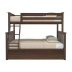 Max & Lily Solid Wood Bunk Bed, Twin over Full with Storage Trundle and Ladder for Kids