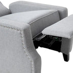 Push Back Wing Back Pocket Spring Recliner with Side Accent Nail Trim