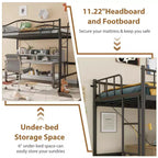 Loft Bed Twin Size with Removable Ladder & Full Safety Guardrail, Twin Loft Bed Heavy-Duty Metal Frame 400 Lbs Weight Capacity, Space Saving