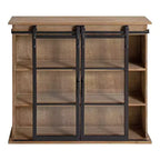 30 x 28 Barnhardt Decorative Wooden Wall Cabinet with 2 Sliding Glass Doors Rustic Brown - Kate & Laurel All Things Decor: Metal Framed