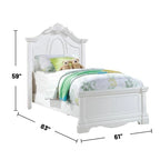 Wooden Bed with Arched Headboard in White Finish