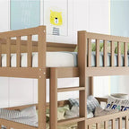 Triple Twin Bunk for Kids, Twin over Twin over Twin Detachable Bunk Bed with Ladder and Guardrail, Separate into 3 Beds