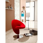 Manhattan Comfort Curl Chrome Wool Blend Swivel Accent Chair (Set of 2)