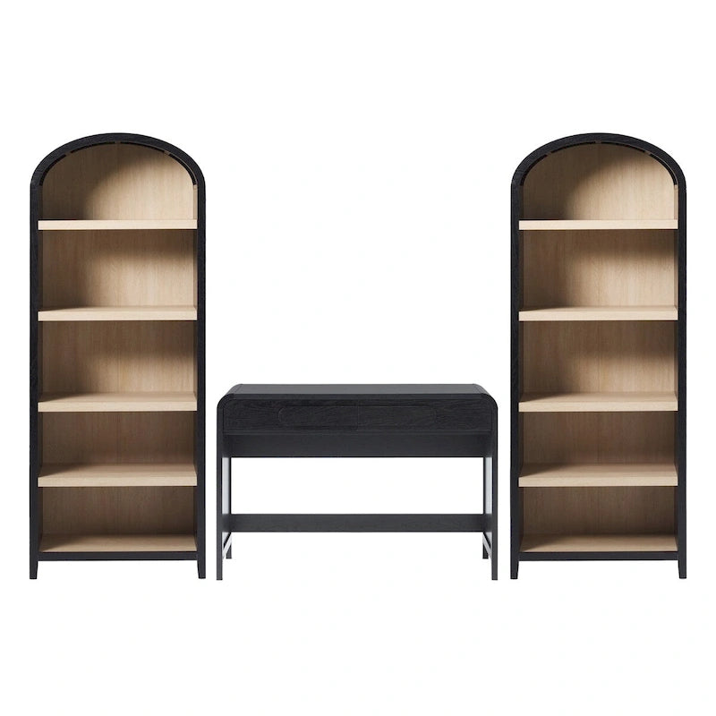 Middlebrook 3-Piece Set Writing Desk with 2 Open Bookcases