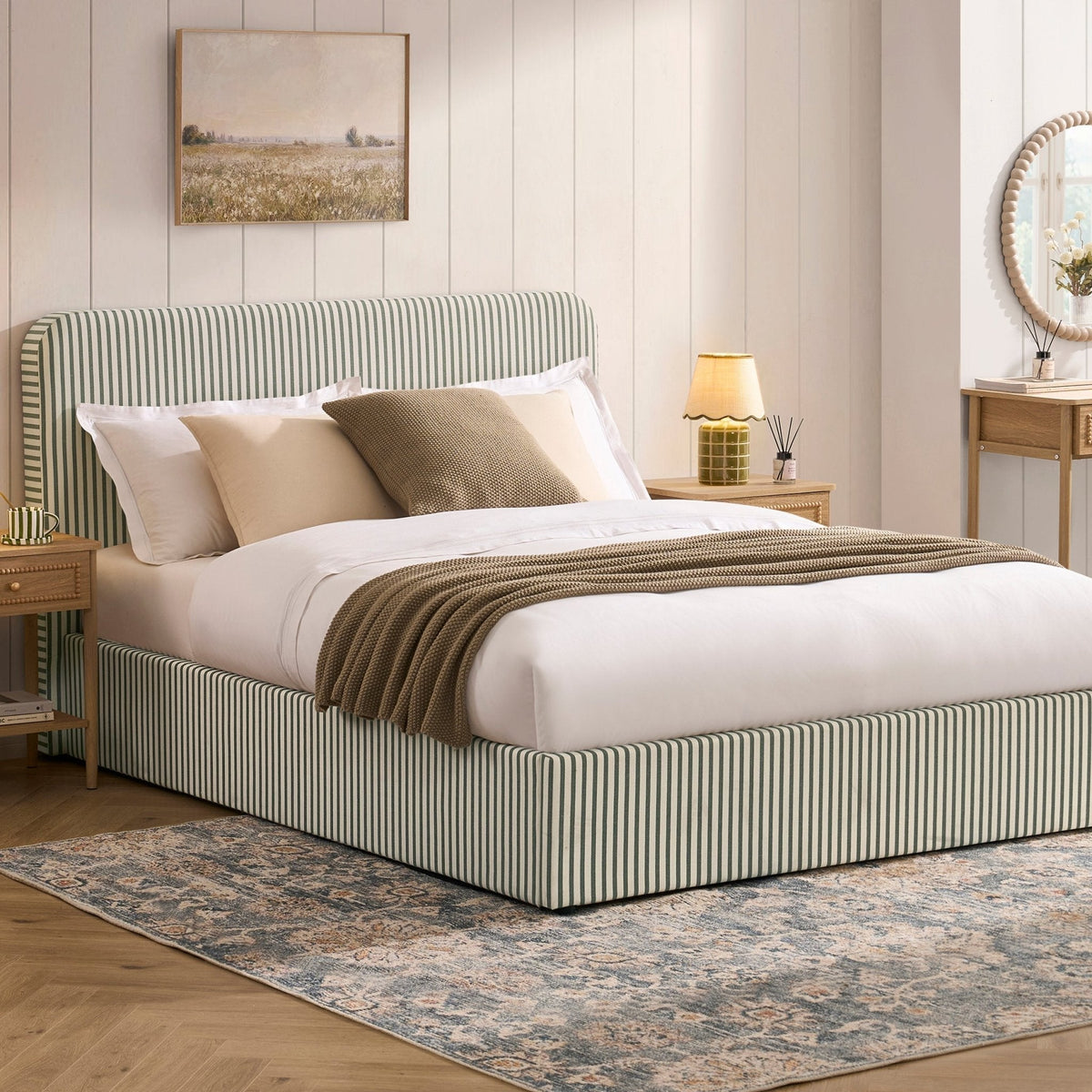 Storage Bed - Sage Stripe
