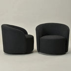 KINWELL 34 Wide Upholstered Swivel Accent Barrel Chair (Set of 2)