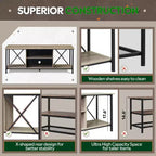 Rustic Industrial TV Stand for 55-65 TVs with Storage & Cable Management