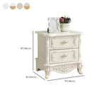 Traditional White Wood Carved 3-Drawer Nightstand