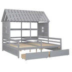 Whisen House Platform Beds with Two Drawers for Boy and Girl Shared Beds