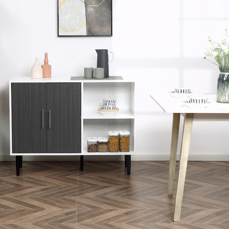 Buffet Cabinet, Storage Sideboard with Adjustable Shelf, Free Standing 2-Door Kitchen Cupboard, Hallway, Grey