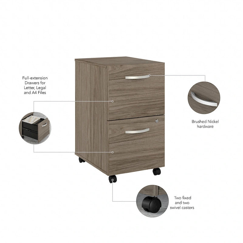 Hybrid 2 Drawer Mobile File Cabinet