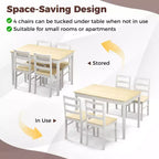 Costway 5-Piece Dining Set Solid Wood Kitchen Furniture with Rectangular Table & 4 Chairs Natural/Coffee/Grey
