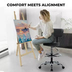Home Imports Emporium Drafting Stool  Adjustable Swivel Faux Leather Stool with Footrest & Back Support