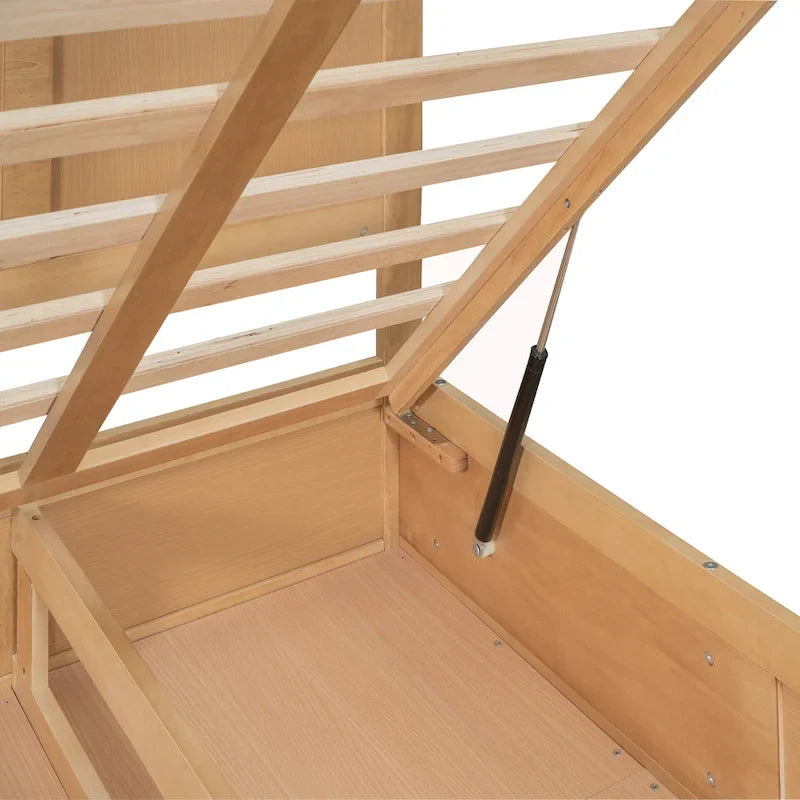 Wood Platform Bed with Underneath Storage and 2 Drawers