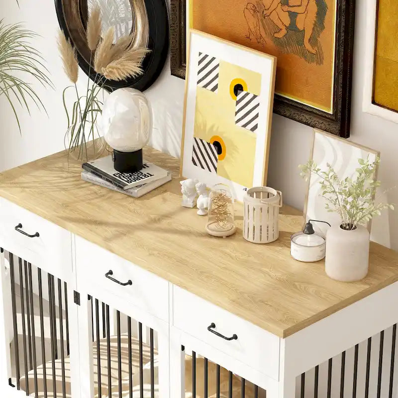 Modern Large Dog Crate with Storage Drawers - Elegant Espresso Finish