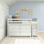 Max & Lily Twin-Size Low Loft with Pull-Out Desk and 3-Drawer Dressers
